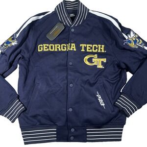 Pro Standard Mens Large Blue Georgia Tech Yellow Jackets Basketball Jacket NWT